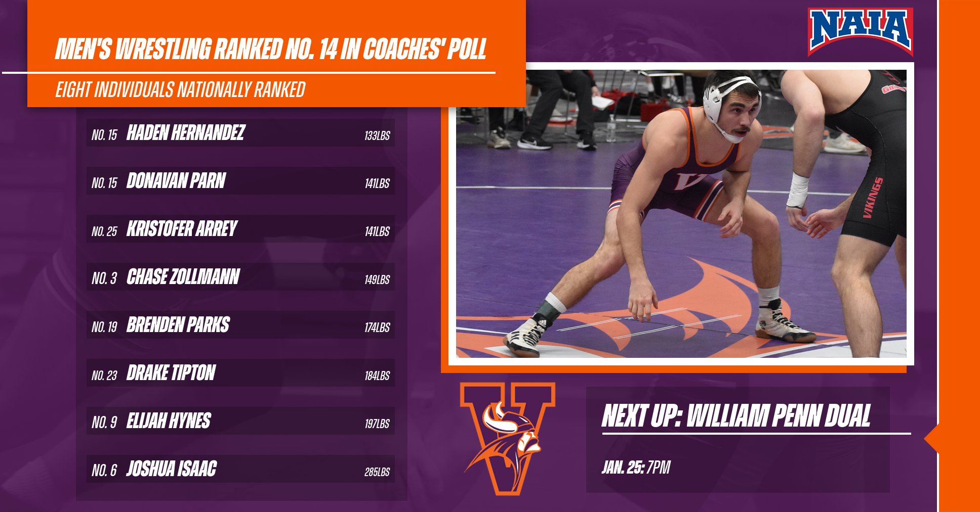 Men's Wrestling Stays in Top 20 Poll, Eight Individuals Nationally Ranked
