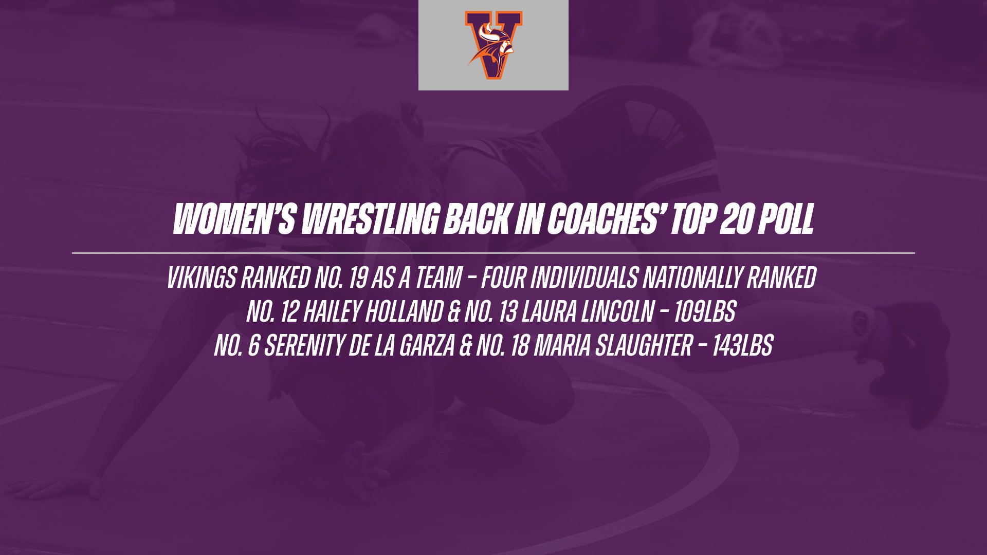 Women's Wrestling Back in Coaches' Poll Top 20, Four Individuals Ranked
