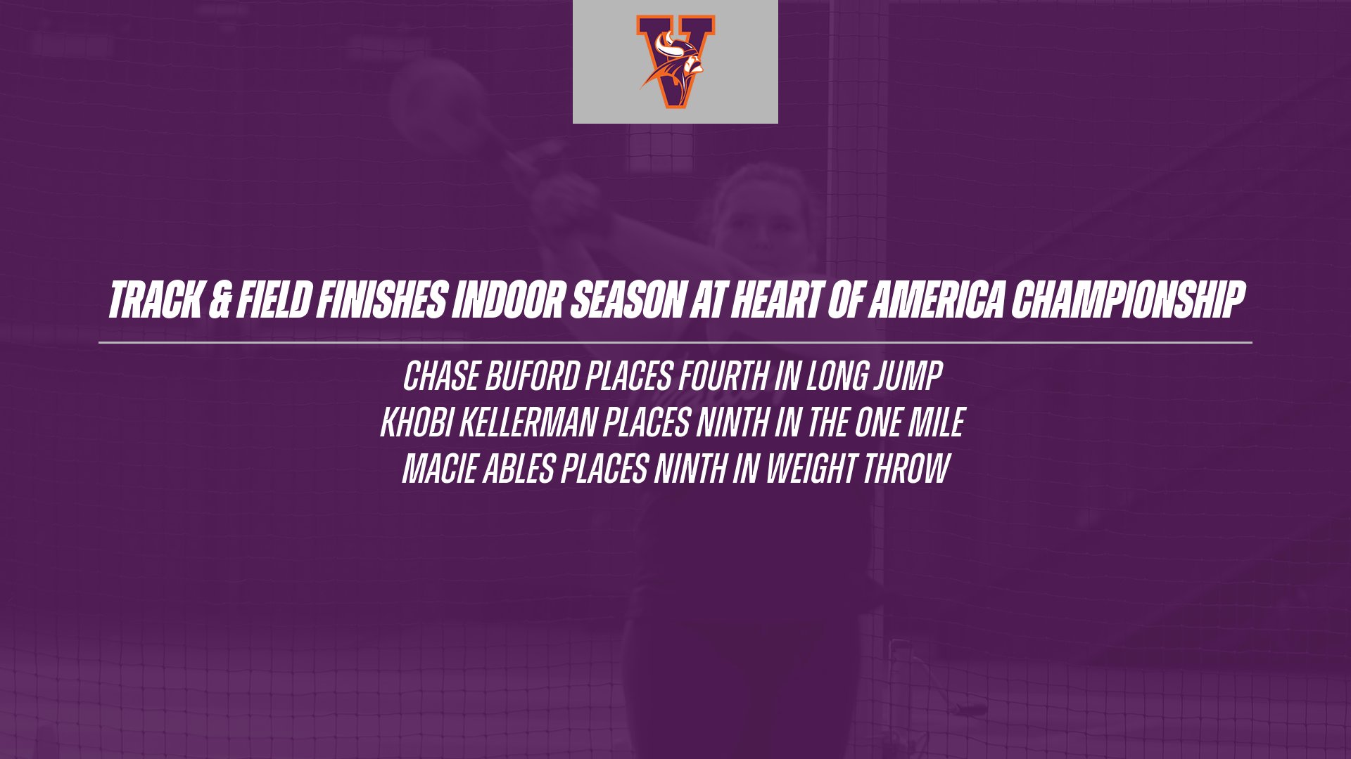 MISSOURI VALLEY COLLEGE TRACK AND FIELD TEAMS FINISHES THEIR INDOOR SEASON AT THE HEART OF AMERICA INDOOR CHAMPIONSHIPS.