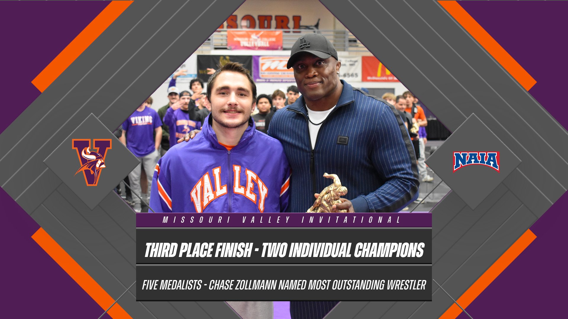 Men's Wrestling Finishes Third at Missouri Valley Invitational, Two Individual Champions