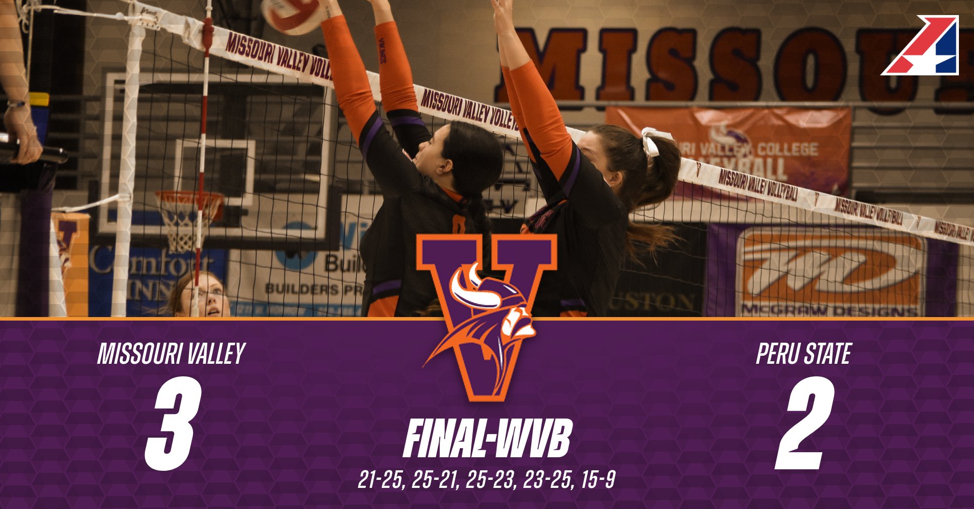 Women's Volleyball Holds on To Beat Peru State in Five Games