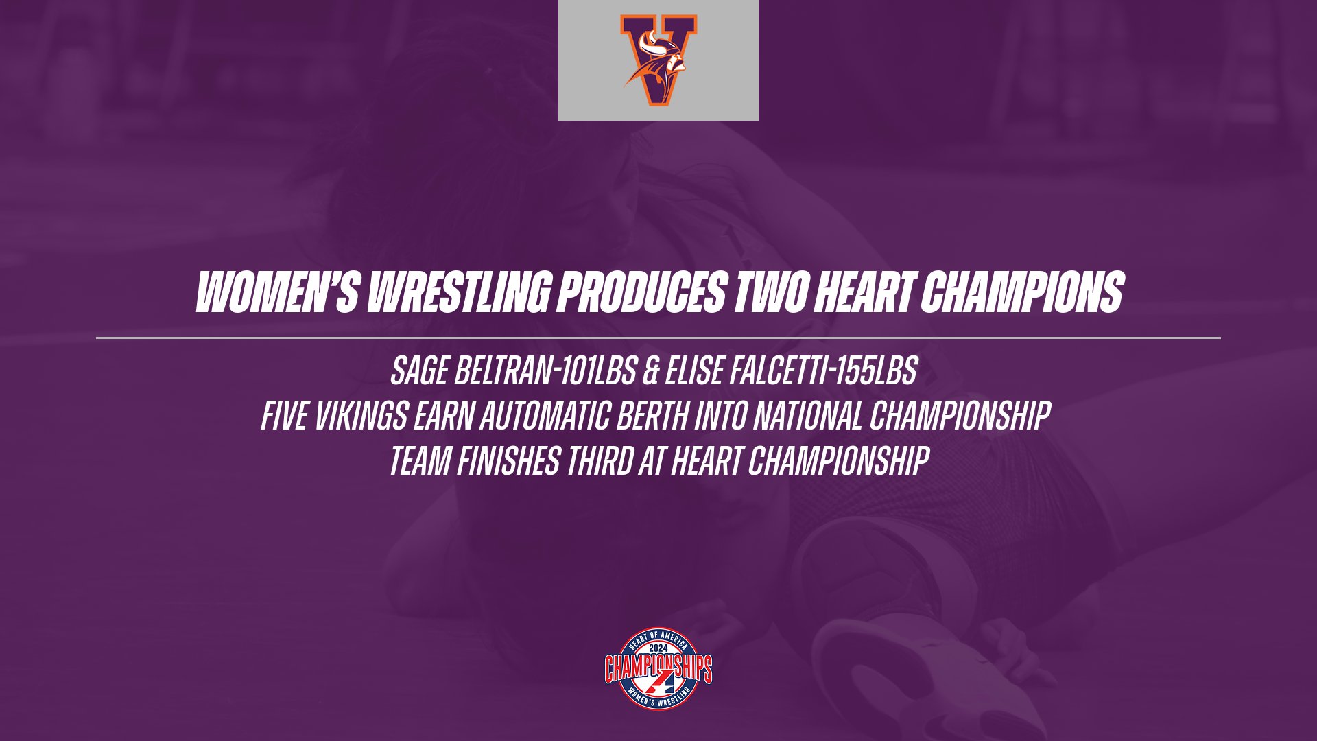 Two Champions Lead No. 13 Women's Wrestling at Heart Championship